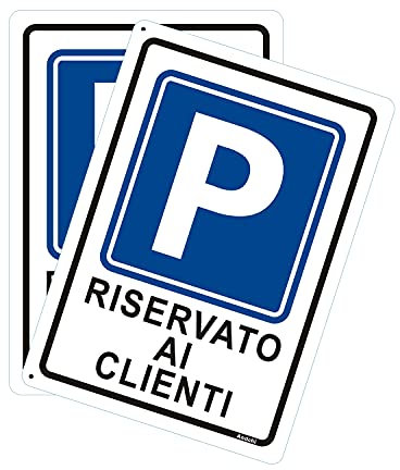 Andchi Cartello Segnaletico di Parcheggio Riservato per i Clienti, Segnale in Metallo in Alluminio da 2 Pezzi, Antiruggine, Resistenza allo Sbiadimento 25 x35 cm