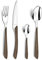 AMEFA - Ménagère 16 couverts de table pour 4 personnes - Eclat Nature - Acier inoxydable 18/0, Finition Brillante - Bois Foncé