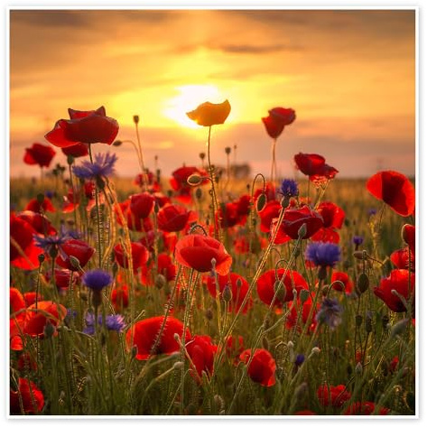 Posterlounge Mohnfeld Poster | 70 x 70 cm von Steffen Gierok Rot Wandbilder Wanddeko