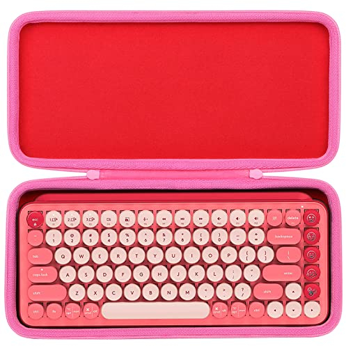 co2CREA Duro Viajar Caja Estuche Funda para Logitech Pop Keys Teclado mecánico inalámbrico(Funda Solo,Case Only) (Rosa)