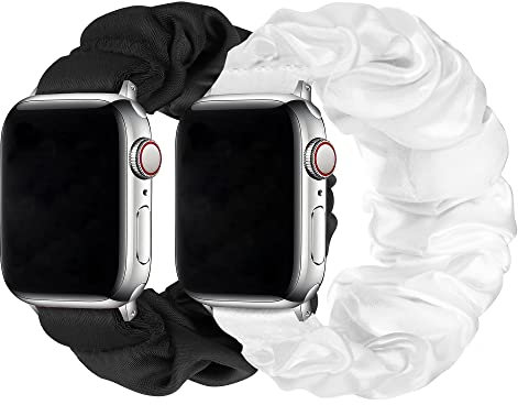 Meideli Lot de 2 bracelets chouchou en tissu imprimé compatibles avec Apple Watch Sery 10 9 8 7 6 5 4 SE, 40/41/42mm size S