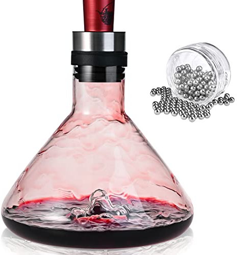 Cieex Carafe Vin Decanteur Carafe à Décanter Vin avec Billes de Nettoyage 2 en 1 Décantation Aération Carafe Vin Cadeau Créatif pour Amateurs de Vin