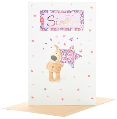 Boofle Birthday Card For Sister With Envelope - Lovely Design Holding A Big Star, Multi, 737947-0-1,137mm x 210mm