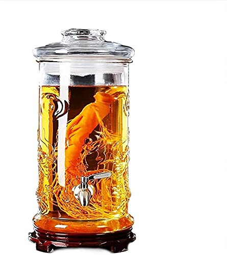 Getränkespender Bierzapfanlage Getränkespender Aus Glas | Getränkespender For Kalte Getränke |Auslaufsicherer Zapfen|Glasdeckel|Stabile Basis|5L,6L|Löschen|Glaswaren For Wasser, Saft, Bier, Wein, Spir