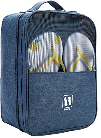 Borsa da viaggio per scarpe impermeabile, per scarpe da viaggio, può contenere 3 paia di scarpe portatili e custodia per uso quotidiano con manico, Navy, L