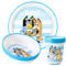 Zawadi Global Bluey - Juego de vajilla infantil de 3 piezas Bicolor Premium, plato, cuenco y vaso, sin BPA
