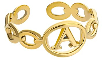 MAYIYAHO Initial Briefringe für Frauen Edelstahl A-Z Einstellbare Gothic Kuban Ketten Ring Weibliche Vintage Ästhetik Schmuck Anillos