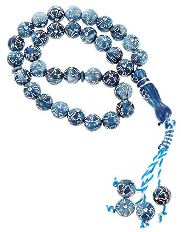 ESBANT Muslim Gebetskette 33 Rosenkranz Perlen Armband Kette Eid Mubarak Diamant Rosenkranz Islam Gesang Meditation Sorgen Schnur Perlen Blau Kristall (Color : Blue, Size : 29x2.5x1cm)