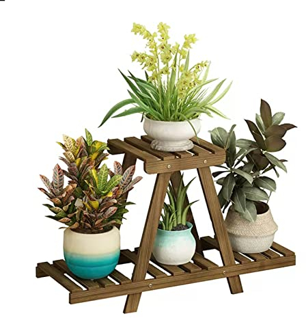 Gaommini Pflanzenleiterbank, Pflanzenständer Blumenbank aus Massivholz 74 × 25 × 40 cm, Blumentopfständer Eckpflanzenregale für Gartenterrasse, Blumentopfhalter drinnen und draußen (Size : 74x25x40)