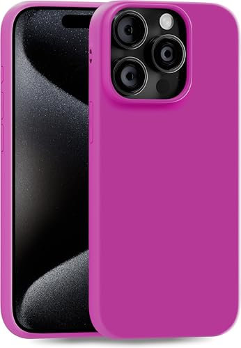 MyGadget Coque Silicone pour iPhone 15 Pro - Case TPU Souple & Soft - Cover Protection Extra Fine & Légère - Étui Coloré Anti Choc et Rayures - Rose Foncé