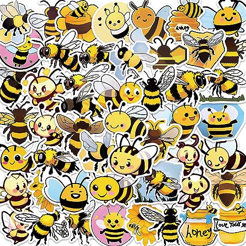 50 Aufkleber für Biene, Bienen, Teenager, Jungen und Mädchen, Aufkleber-Set, Vinyl, Skateboard, Gitarre, Tür, Laptop, Gepäck, Auto, Fahrrad, Wasserflasche, Geburtstagsparty-Zubehör