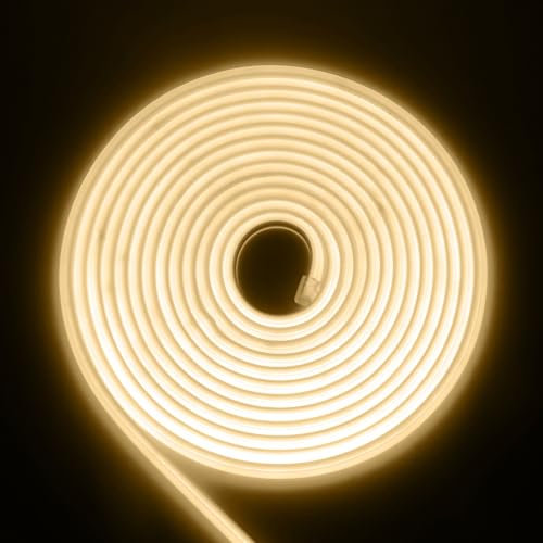 RGB Neon Ruban LED, 220V 288 LEDs/M, Etanche ip65 COB Flexible Étanche Découpable Silicone Bandeau Lumineuse Led pour Intérieur/Extérieur DIY Décoration,Blanc naturel,1M