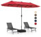 GOPLUS Sombrilla Jardin Grande 4x2m, Parasol Rectangular con Base, Manivela, Ventilación, Protección UV, Sombrilla Terraza Exterior para Patio Piscina (Rojo, 4x2 m)
