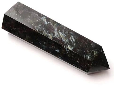 BIANMTSW Baguettes en Pierre de feu d'artifice à Grands Points de Cristal d'astrophyllite Naturelle 900g-1100g 1pc Collections de la Maison