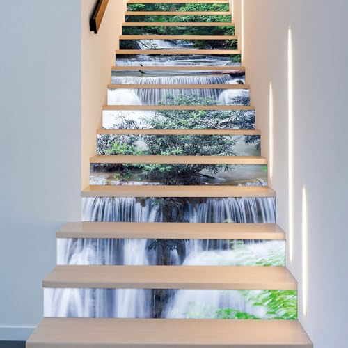 Fliesenaufkleber Wasserfall Küchenrückwand,Wasserdicht Ölfest ​Klebefliesen Küche Fliesenaufkleber Bad,Fliesenfolie 3D Wandpaneele Selbstklebend 12 PC(18x100cm)