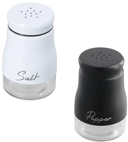 2 Pcs Salière et Poivrière Set, Saliere et Poivriere de Table en Verre, Acier Inoxydable Poivriere, 120ml Salieres et Poivrieres, Lot de Salière Transparent pour Maison Cuisine Restaurant (Noir blanc)