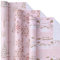 LeZakaa Weihnachts-Geschenkpapierrolle – Mini-Rolle – 3 Rollen – 43,2 x 308,5 cm pro Rolle, rosa und goldfarben, Stadtschnee, Weihnachtsbaum, Straßenansicht, Weihnachtselemente, Urlaubskollektion