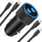 [Apple MFi Certified] iPhone Fast Car Charger, Rombica 60W Dual PD Power Cigarette Lighter USB-C Car Charger with 2Pack Type-C to Lightning Braided Cable foriPhone 14 13 12 11 Pro XS Max XR X SE iPad
