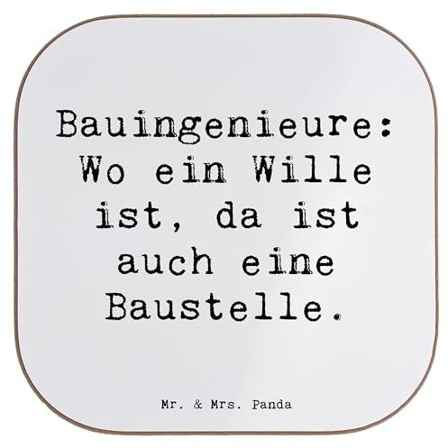 Mr. & Mrs. Panda Coaster Spruch Bauingenieur Wille - Geschenk, gläseruntersetzer, Berufsalltag, Getränkeuntersetzer, Bauwesen, Berufspassion, Untersetzer für Gläser, Projektmanagement, Konstruktion