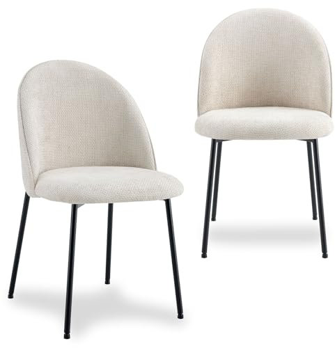 IDIMEX Esszimmerstühle Cassie 2er Set weiß - moderner Stuhl mit schwarzem Metallgestell, Polsterstühle mit Stoffbezug, Küchenstuhl