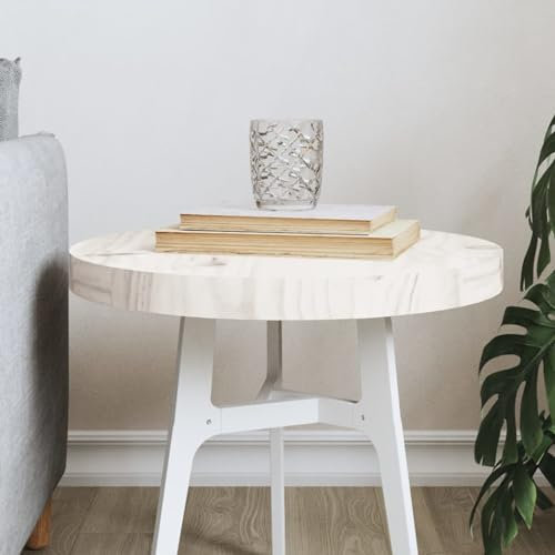 Buzaza Tischplatte Schreibtischplatte Table Top Gartentischplatte Tischplatte Rund Weiß Ø40x3 cm Massivholz Kiefer