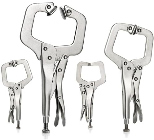 4Pcs C Clamp Locking, 2Pcs 6 inch, 9 inch, 11 inch Heavy Duty Welding Clamps Pliers Set Vise Grip Clamps with Swivel Pad for Electrician Maintenance, Wood Working, Welding Craftsmen Home Workshop Farm