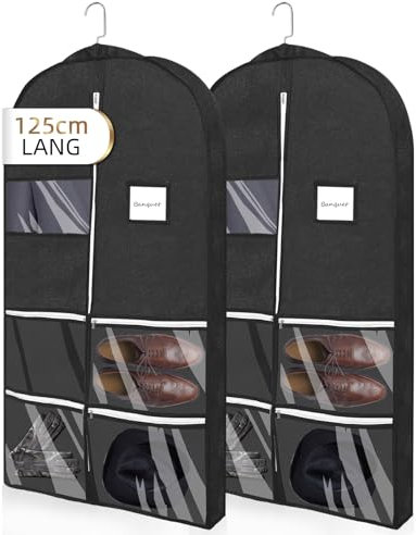 DOBVDLA 2 stück Kleidersack, Kleidersäck Lang 125x 60 cm für Hochwertige Kleiderhülle für Anzug, Jacke, Kleid, Atmungsaktive Aufbewahrungstasche für Reisen und Schutz