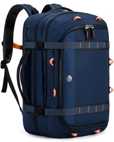 Tolaccea Handgepäck Rucksack, 45L-50L Groß ReiserucksackKofferrucksack Flugzeug Tasche, Travel Backpack Carry On Backpack für 17.3 Zoll Laptop, Reiserucksack für Reise Weekender Trip (Dunkelblau)