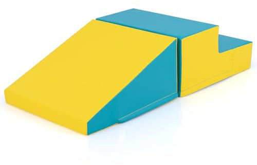 DREAMADE 2tlg. Großbausteine Kinder Bausteinset Schaumstoff, Riesenbausteine zum Rutschen & Klettern, Bauklötze Softbausteine Treppe & Rutsche für Kinderzimmer Kindergarten (Farbe7)