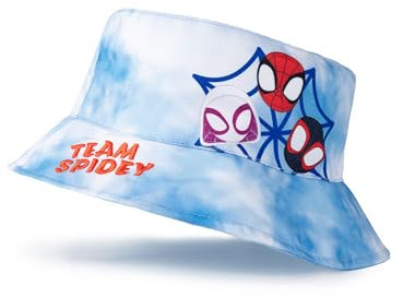 Marvel Spidey und Seine fantastischen Freunde Blauer Team Spidey Fischerhut | Klassischer grafischer Sonnenschutzhut für jüngere Jungen | Spiderman-, Ghost Spider- und Spin-Cartoon-Zubehör