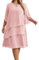 Hanna Nikole Robe Trapèze Plissée en Mousseline De Soie À Col Rond pour Femme Grande Taille Rose Clair 22W