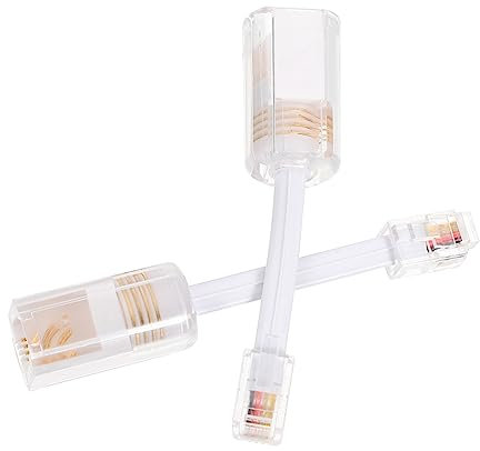 Hemobllo 2pcs Telephone Line Anti-winding Device Modem Cable Coiled Telephone Accessory Telephone Cord Phone Turntable Adapter Hook Landline Phone Reels Switch Plug Rotating Copper White
