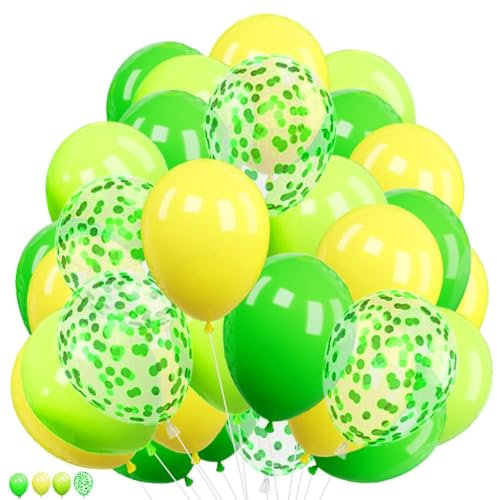 Gelbe grüne Luftballons, 30 Stück, 25,4 cm, Limettengrün, Gelb, Konfetti-Latex-Luftballons für Mädchen, Frauen, Geburtstag, Babyparty, Brautparty, Dschungel, Hawaii, Hochzeit, Verlobung,