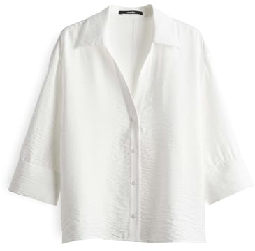 someday Damen Dreiviertelarmbluse | Hemdbluse ZEMILY Loose aus strukturierten Viskose-Mix Milk, S