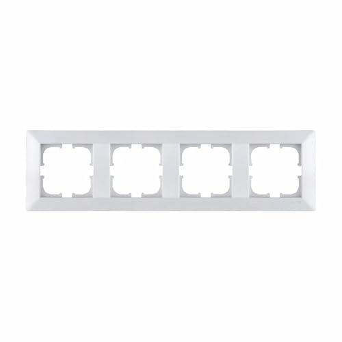 EXEN - Serie ODAK Rahmen 4-fach für Lichtschalter und Steckdose - Panel für Wandlichtschalter und Steckdosen - Weiß - 296mm - O104/01E