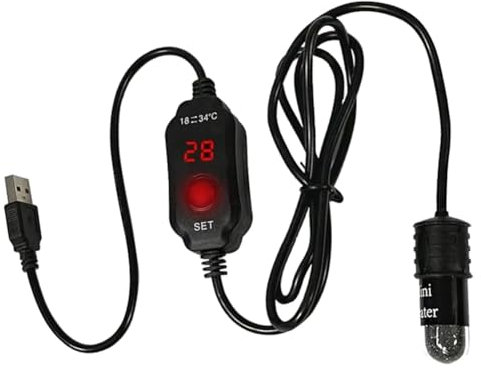 Vocdikficy Mini Chauffage D'Aquarium 10 W Thermostat de Chauffage D'Aquarium à Température Réglable 5 V/2 A Chauffage de Tortue Chauffage de Réservoir Sûr