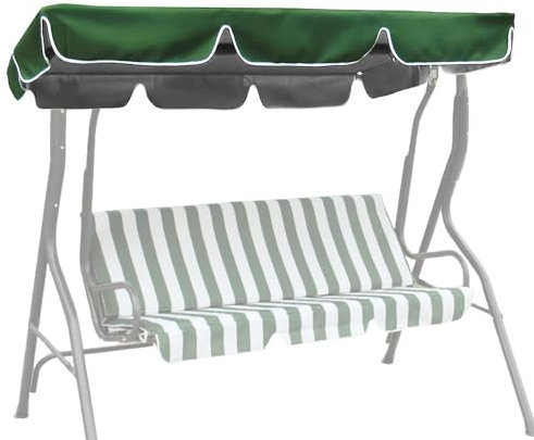 Cubierta de Toldo para Columpio, 195 x 125 cm Toldo Balancín Jardín Impermeable y Resistente, Columpio Jardín Toldo de Reemplazo, Funda para Balancín de Jardín Universal para Exterior, Verde