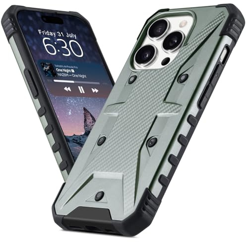 BEZ Case for iPhone 14 Pro Case, Phone Cover Compatible with iPhone 14 Pro, Hybrid Armor Anti-Scratch Heavy Duty Shockproof, Dark Green