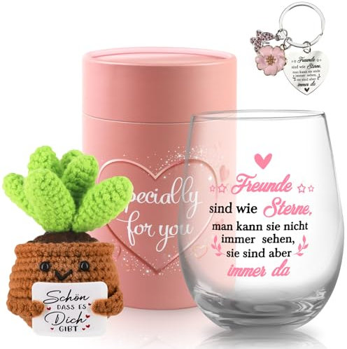 TUZELIYA Geschenke für Freundin - 550ml / 19oz Weingläser Geburtstagsgeschenk für Frauen - Personalisierte Geschenke für Beste Freundin - Dankeschön Geschenk - Geschenkideen für Frauen Mama Kollege