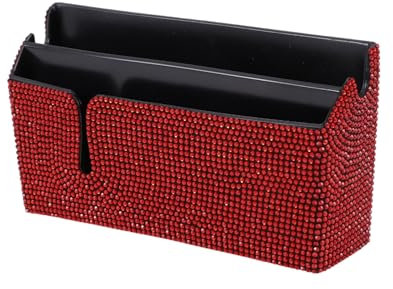 REPAIROCK Custodia per Occhiali da Sole per Auto Universale, Porta Occhiali da Vista in ABS, Strass Rossi 15x8 cm 1 Pezzo