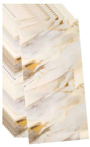 sourcing map 10pcs Peel and Stick Wall Panels 23.6 x 11.8 Skin Feel Brick Wallpapers (19.4 Sq. Ft. / 1.8 Sq.m. Coverage) Marble Tiles Adhesive Backsplash, Dawn