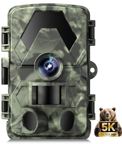 Wildlife Camera, 5K 60MP Trail Cameras with 115ft 150 Wide-Angle, 0.05s Trigger Speed Night Vision Motion Activated Outdoor Garden Camera, No Glow Infrared LEDs, IP66 Waterproof Game Monitor Cameras