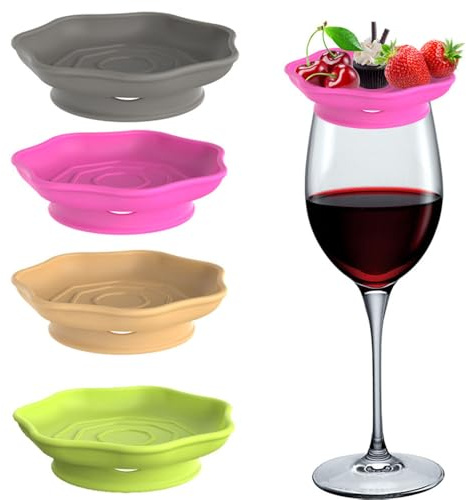 Oaygat 4 Pcs Wine Glass Charcuterie Topper Wine Glass Charcuterie Board Topper Coasters Wooden Drink Cup Covers for Appetizers Desserts Home Family Parties Bars