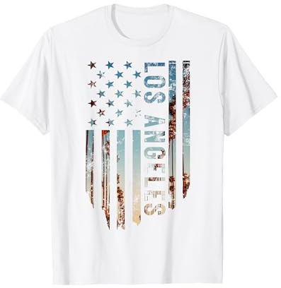 Los Angeles Vintage Flagge Amerika T-Shirt