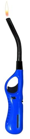 Flexible Refillable Candle Lighter – Long Bendy Nozzle Gas Lighter for Candles, BBQ, Grill, Fireplace & Kitchen – Adjustable Windproof Flame, Safety Lock, Ergonomic Handle, Reusable (BLUE)