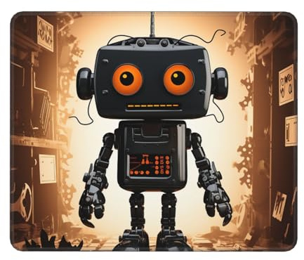 Mauspads Schwarzer Roboter 25X30Cm Genähten Kanten Mauspad Rutschfeste Mouse Pads Für Pc Laptop