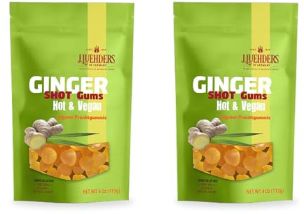 Lühders Quality | Ingwer-Fruchtgummi Hot & Vegan mit natürlichem Ingweröl, ohne Gelatine und künstliche Farbstoffe | 2er-Set à 113 g (226 g)