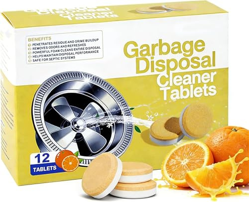 Garbage Disposal Cleaner Tablets, Powerful Foaming Tablets with Fresh Citrus Scent, Natural Formula Cleans Sink Grind Chamber & Drainpipe,Dishwasher Cleaner Compatible (1Box)