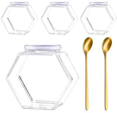 GenYoung 6pcs Plastic Sweet Jars with Lids, Clear Candy Jar for Cookies
