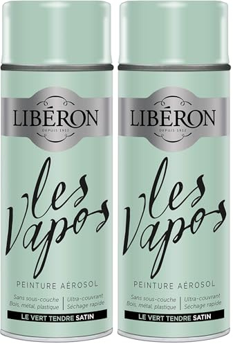 Libéron Peinture aérosol Les vapos, Le Vert Tendre Satin, 400ML (Lot de 2)